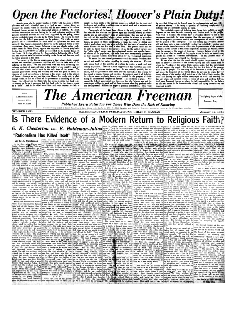 The American Freeman, Number 1833, Jan. 17, 1931.